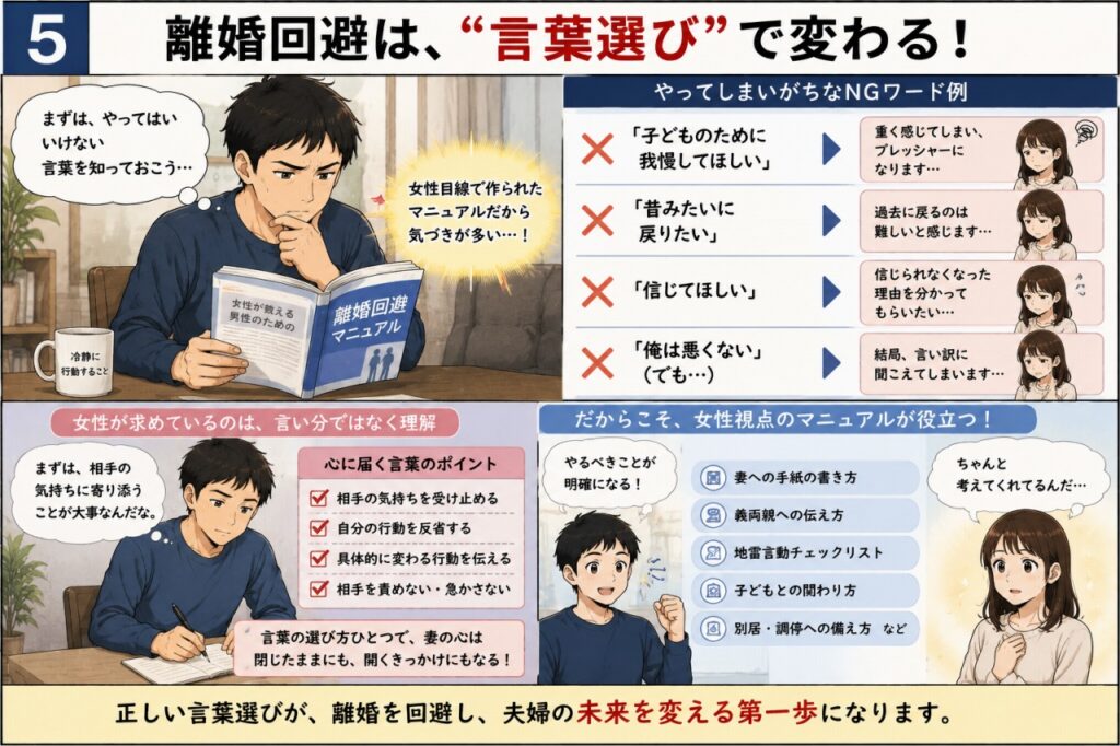 奥さんへの謝罪文の例文|「もう遅い」と言われる前に読む離婚回避マニュアル 6 離婚回避マニュアル