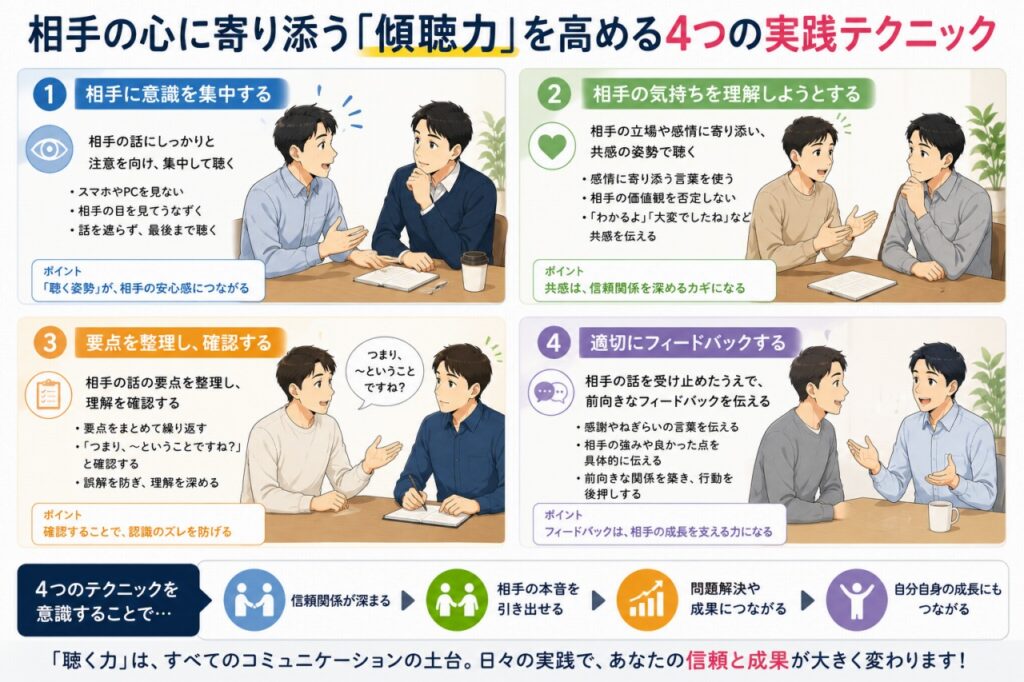 傾聴力を高める方法|プロの傾聴スキルを仕事に活かす実践テクニック 5 傾聴力を高める方法