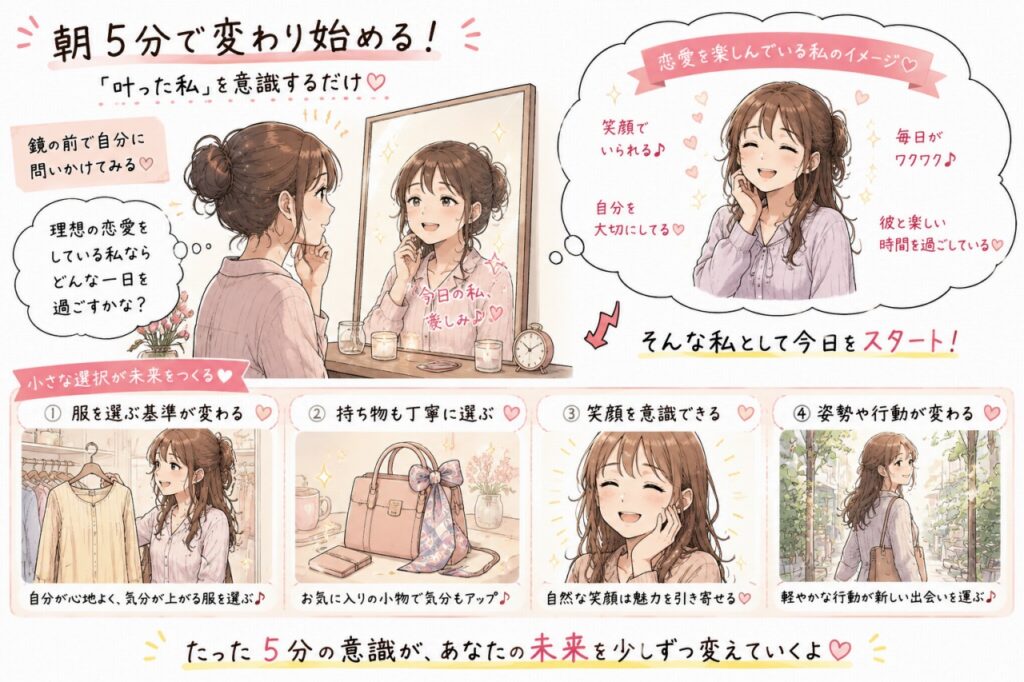 引き寄せの法則で恋愛を叶える方法|「叶った私」が理想の恋愛を引き寄せる理由 6 引き寄せの法則で恋愛を叶える方法