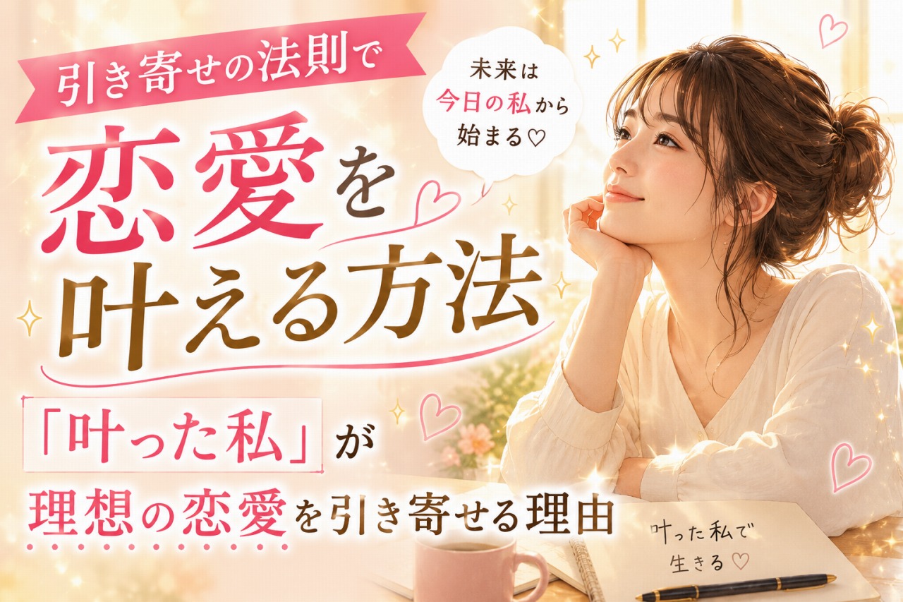 引き寄せの法則で恋愛を叶える方法|「叶った私」が理想の恋愛を引き寄せる理由 22 s 引き寄せの法則で恋愛を叶える方法アイキャッチ