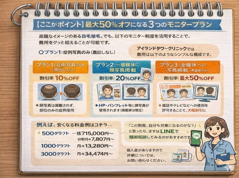 【最大50%割引】自毛植毛の費用がここまで安く?アイランドタワークリニックの料金とモニター制度まとめ 4 s unnamed 1